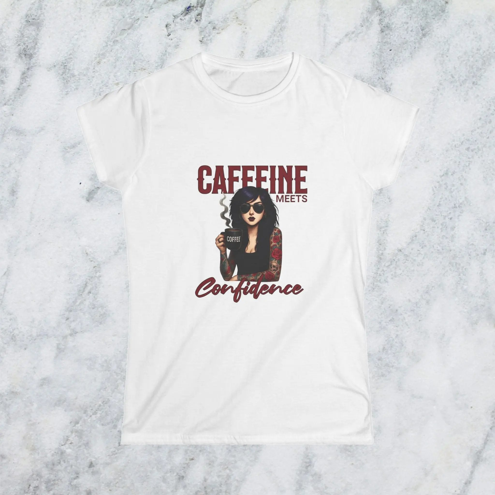 Caffeine Meets Confidence T-Shirt Tattoo Woman Caffeine Confidence Design - Boldly Bitter Company