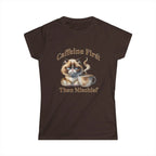 Caffeine First - Then Mischief Tee, Cat Coffee Tee, Cat Mischief T-shirt Printify