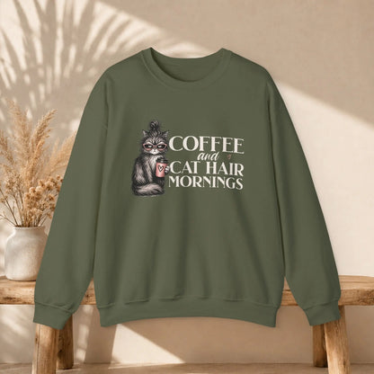 Coffee & Cat Hair Mornings Sweatshirt Printify