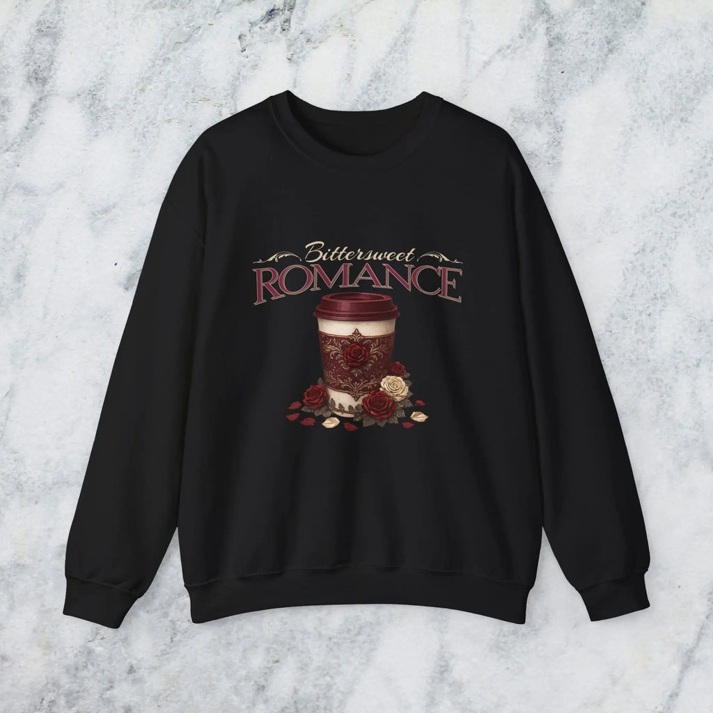 Bitterweet Romance Sweatshirt — Coffee & Roses Cozy Crewneck Printify