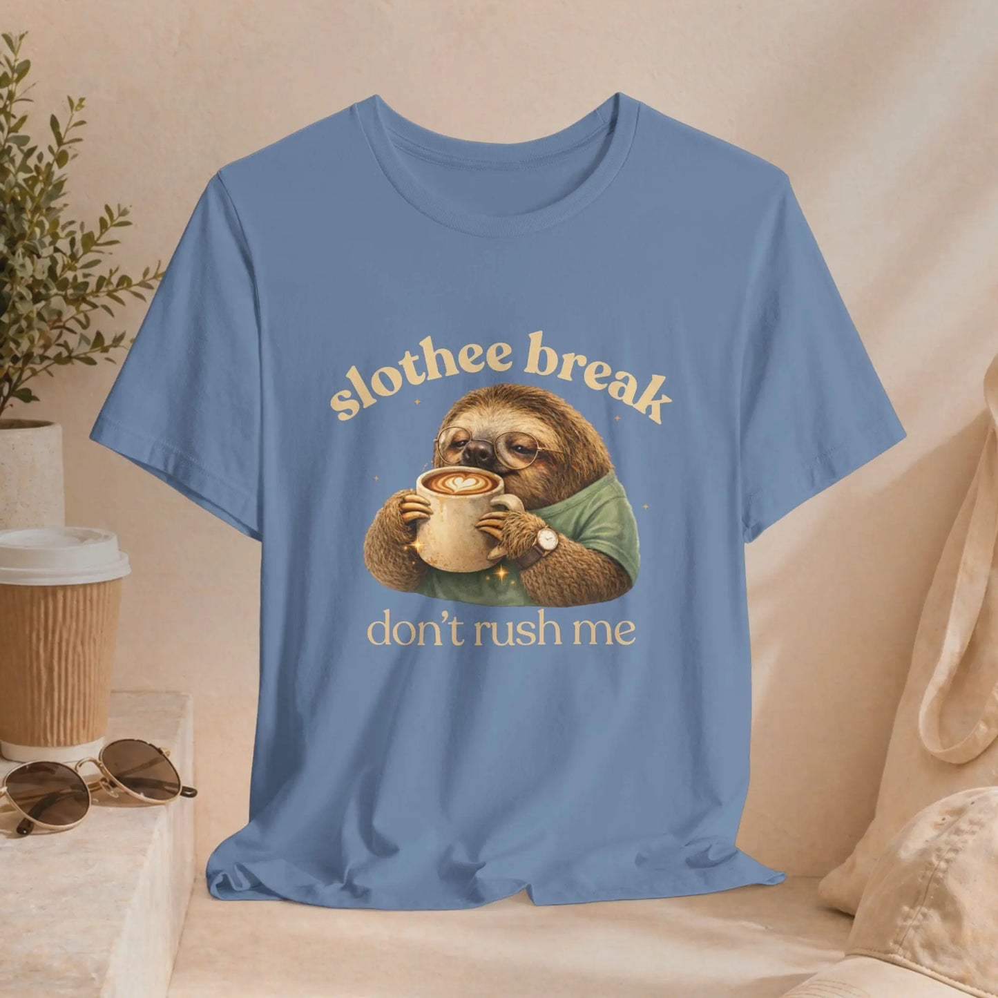 Slothee Break T‑Shirt – "Don't Rush Me" Cute Sloth Coffee Tee Printify