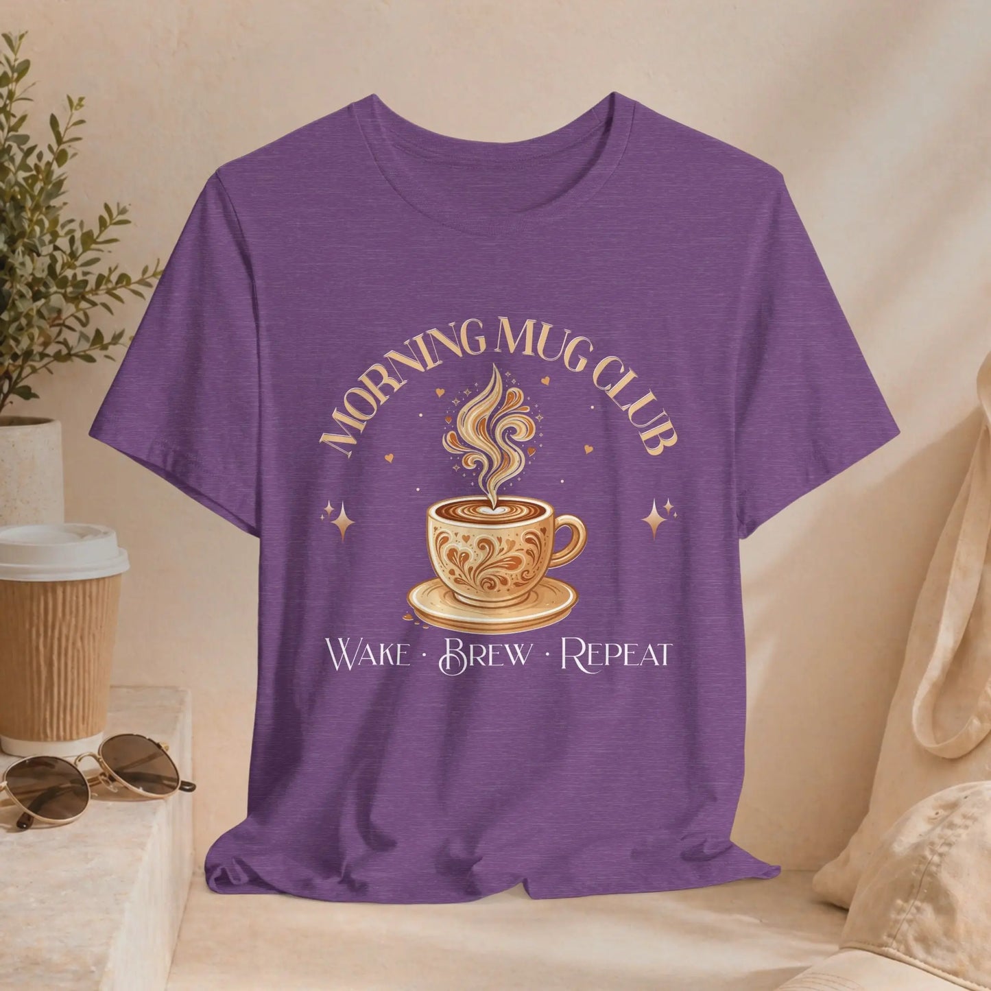 Morning Mug Club Tee — "Wake Brew Repeat" Printify
