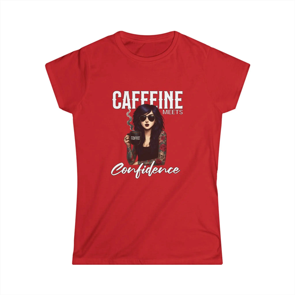 Caffeine and Confidence - T-Shirt Tattoo Woman Caffeine Confidence Design Printify