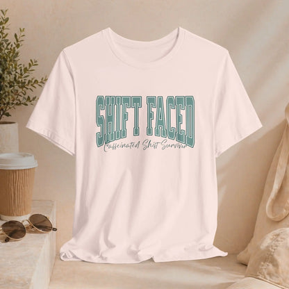 Shift Faced Tee — Vintage Caffeinated Shift Survivor T-Shirt Printify