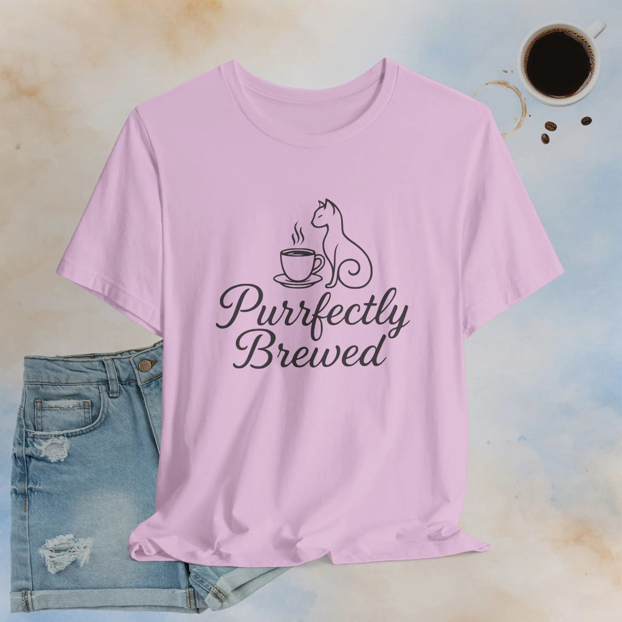 Purrfectly Brewed Cat Coffee Tee Printify