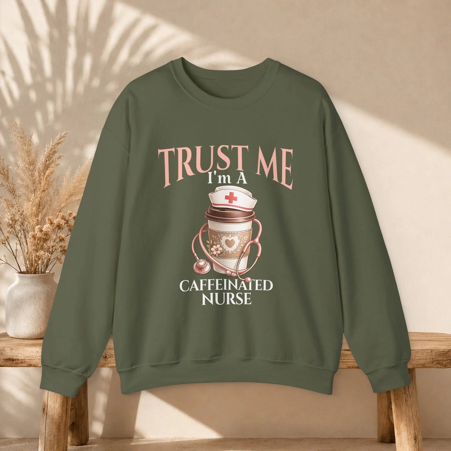 Caffeinated Nurse Sweatshirt Printify
