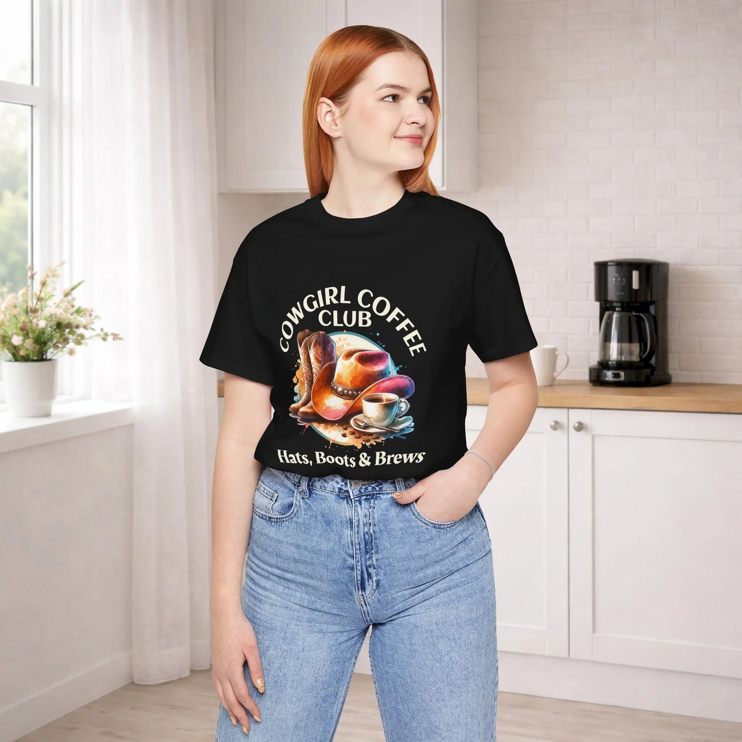 Cowgirl Coffee Club Tee — "Hats, Boots & Brews" - Boldly Bitter Company
