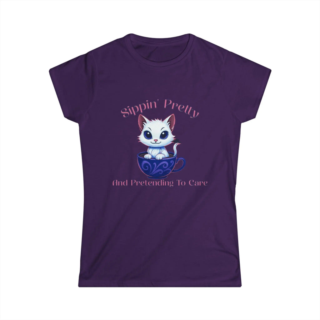 Sippin Pretty T-Shirt - Cute Kitten in Coffee Cup Saying Printify