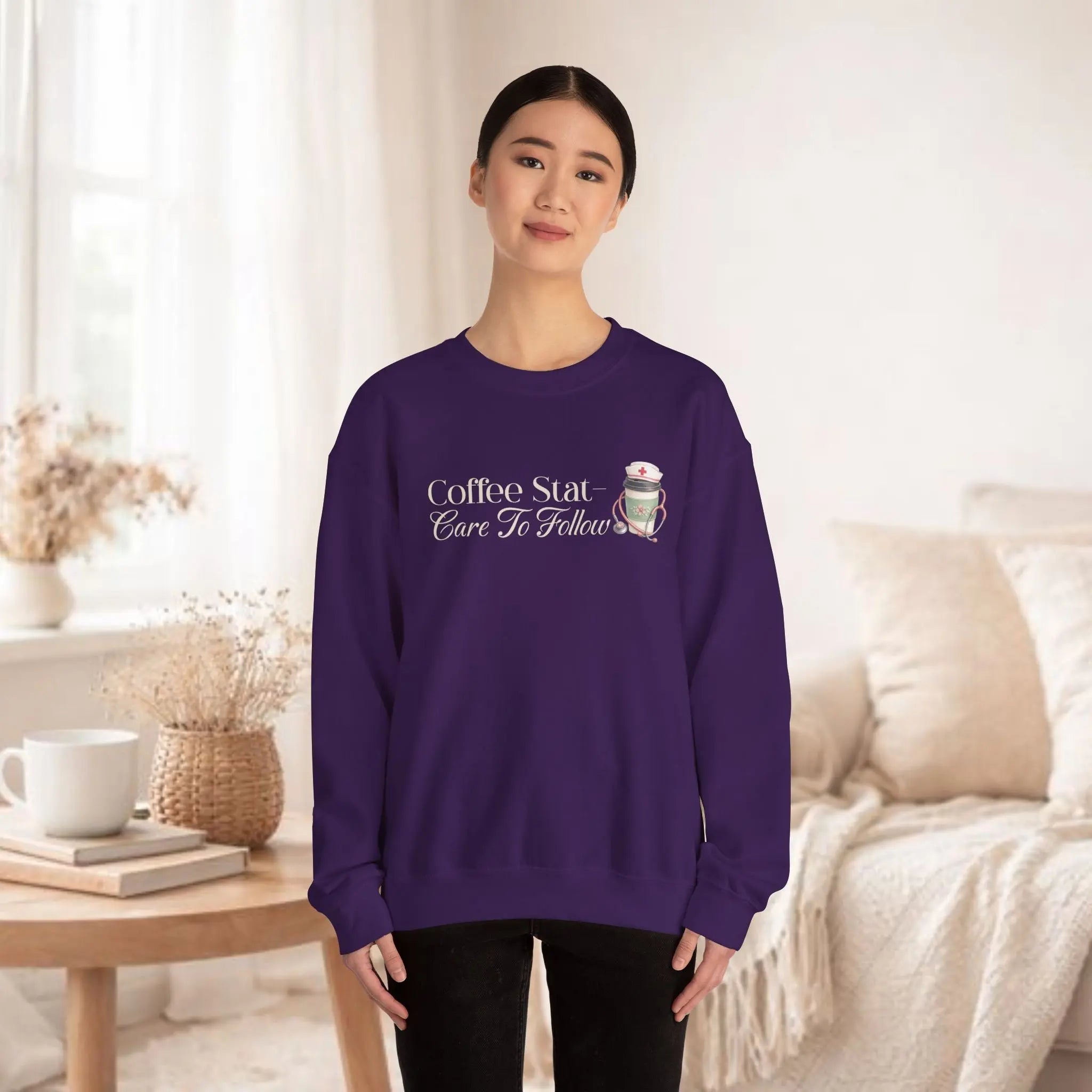 Coffee Stat Sweatshirt — "Care to Follow" Cozy Sweatshirt Printify