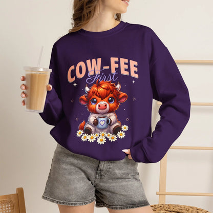 Cow-Fee First Sweatshirt Printify