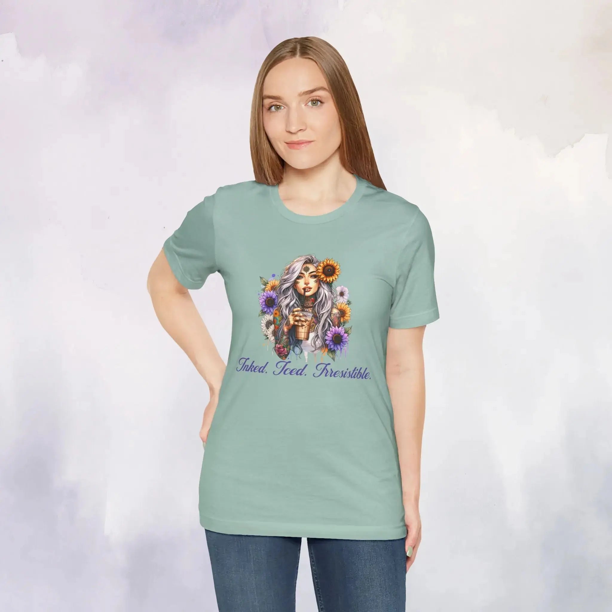 iced inked floral t-shirt Printify