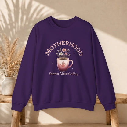 Motherhood Starts After Coffee Sweatshirt Printify