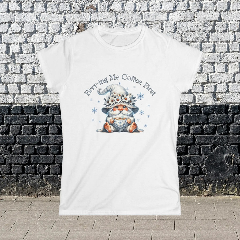 Brr-ing Me Coffee First T-Shirt - Cute Gnome Winter Design Printify