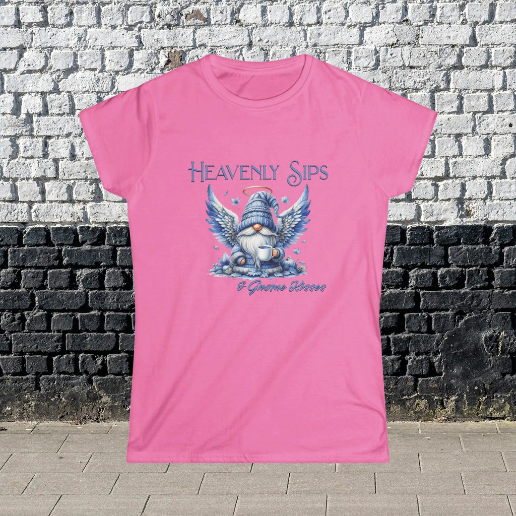 Heavenly Sips Tee, Cute Women's T-Shirt with gnome kisses, Funny Coffee Lovers Gift, Casual Everyday Wear, Cozy Winter Style, Birthday Present - Boldly Bitter Company