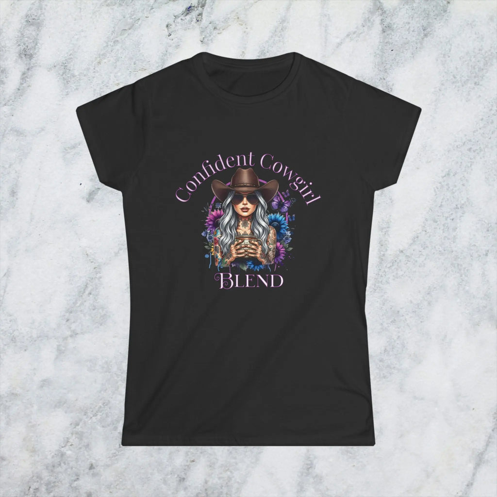 Confident Cowgirl Tee — Women's Graphic Western Coffee Shirt Printify