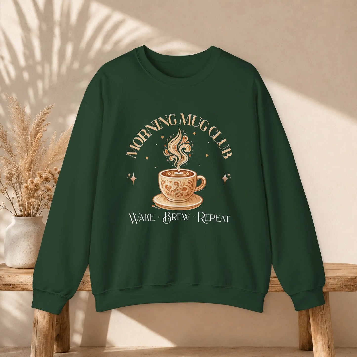 Morning Mug Club Sweatshirt - Wake, Brew, Repeat Printify