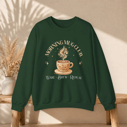 Morning Mug Club Sweatshirt - Wake, Brew, Repeat Printify