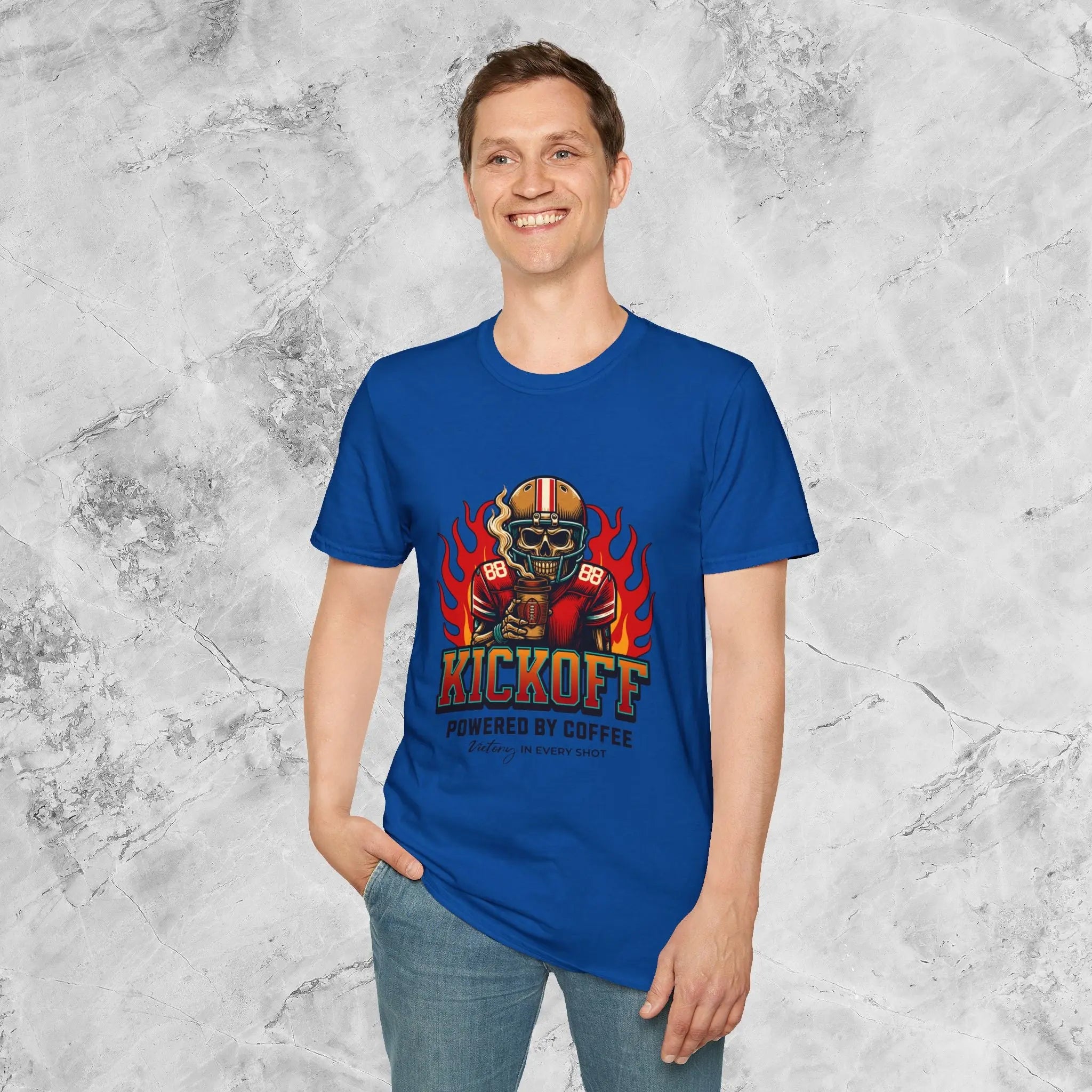 Kickoff Powered by Coffee T-Shirt Printify