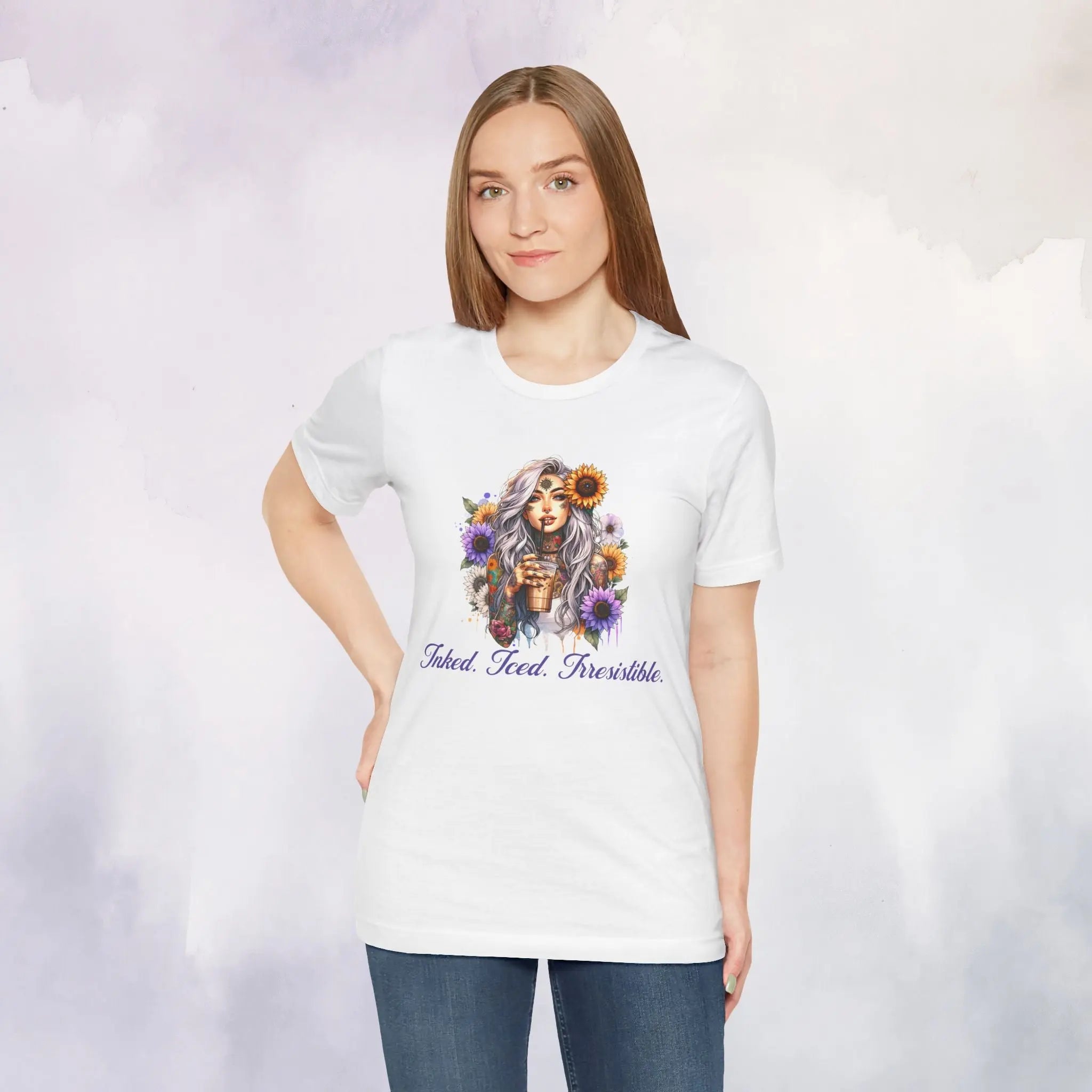 iced inked floral t-shirt Printify