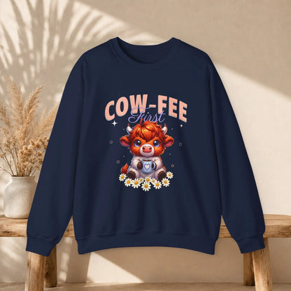 Cow-Fee First Sweatshirt Printify