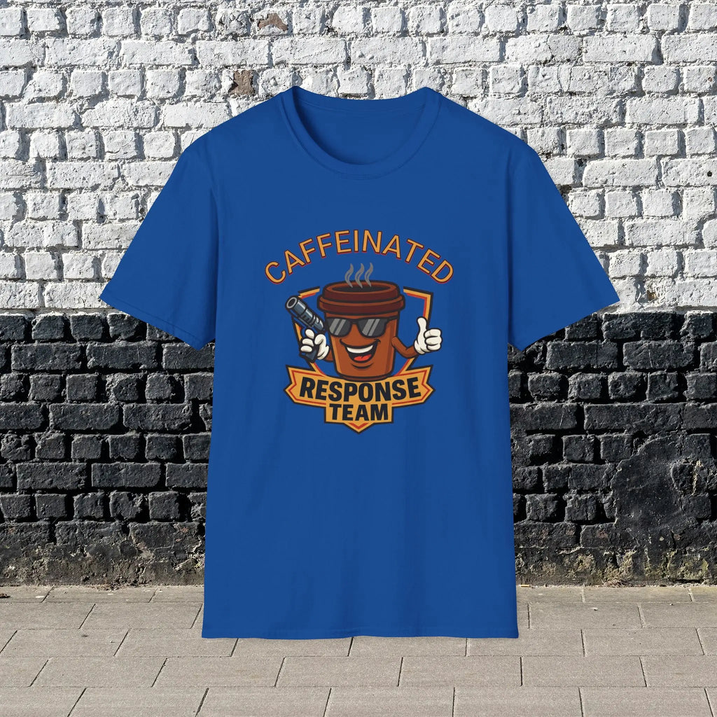 Caffeinated Response Team T-Shirt - funny coffee cup with tazer tee Printify
