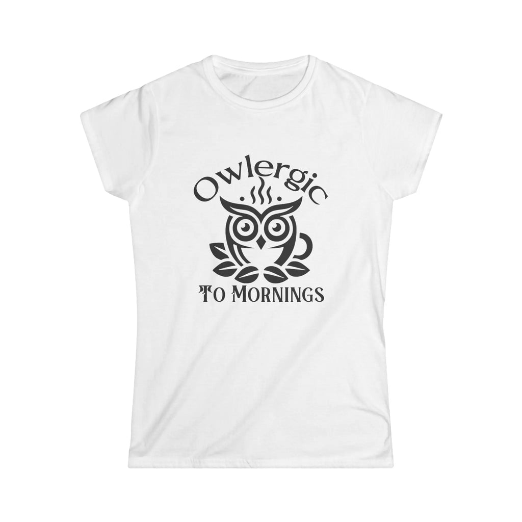 Owlergic to Mornings T-Shirt – Funny Owl Coffee Cup Graphic Tee Printify