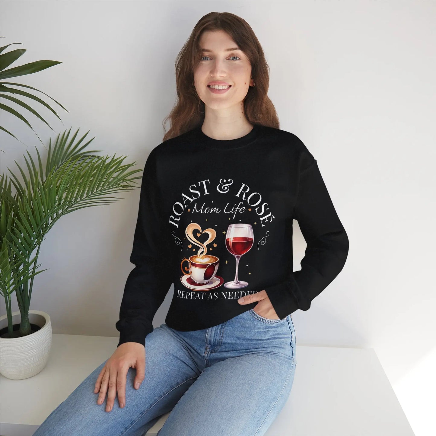 Coffee Wine Mom Life Sweatshirt Printify