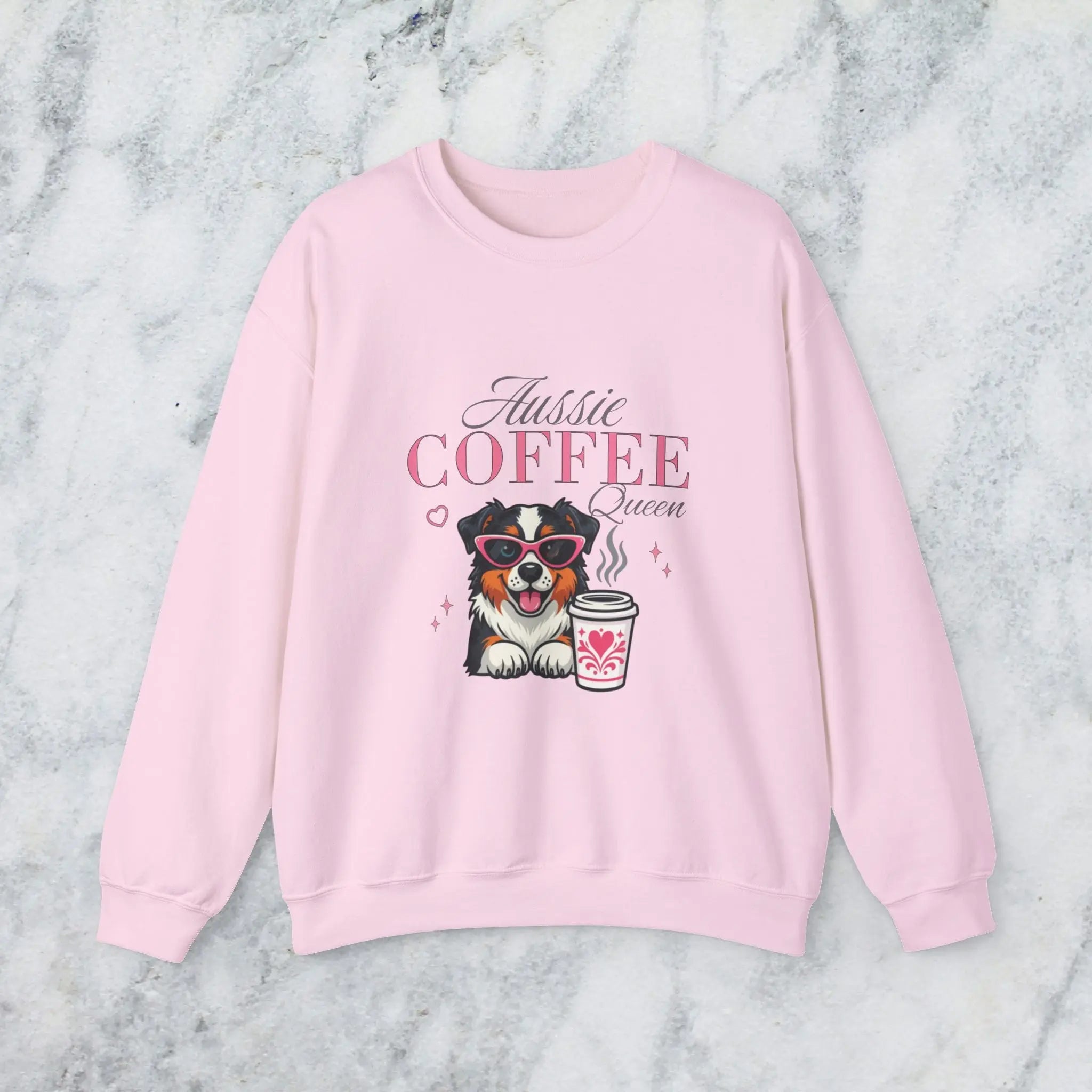 Aussie Coffee Queen Australian Shepherd Sweatshirt Printify