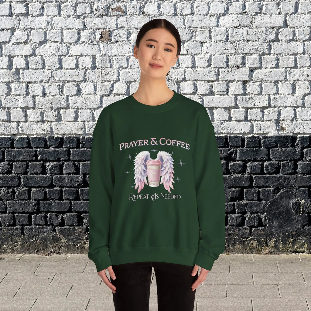 Prayer & Coffee Sweatshirt | Unisex Crewneck | Cozy Gift for Coffee Lovers | Relaxed Fit for Chill Days | Perfect for Holidays & Gatherings - Boldly Bitter Company