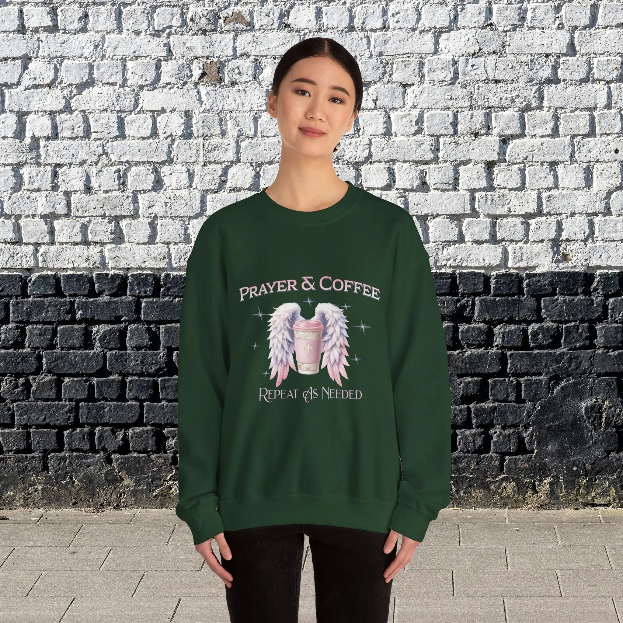 Prayer & Coffee Sweatshirt | Unisex Crewneck | Cozy Gift for Coffee Lovers | Relaxed Fit for Chill Days | Perfect for Holidays & Gatherings - Boldly Bitter Company