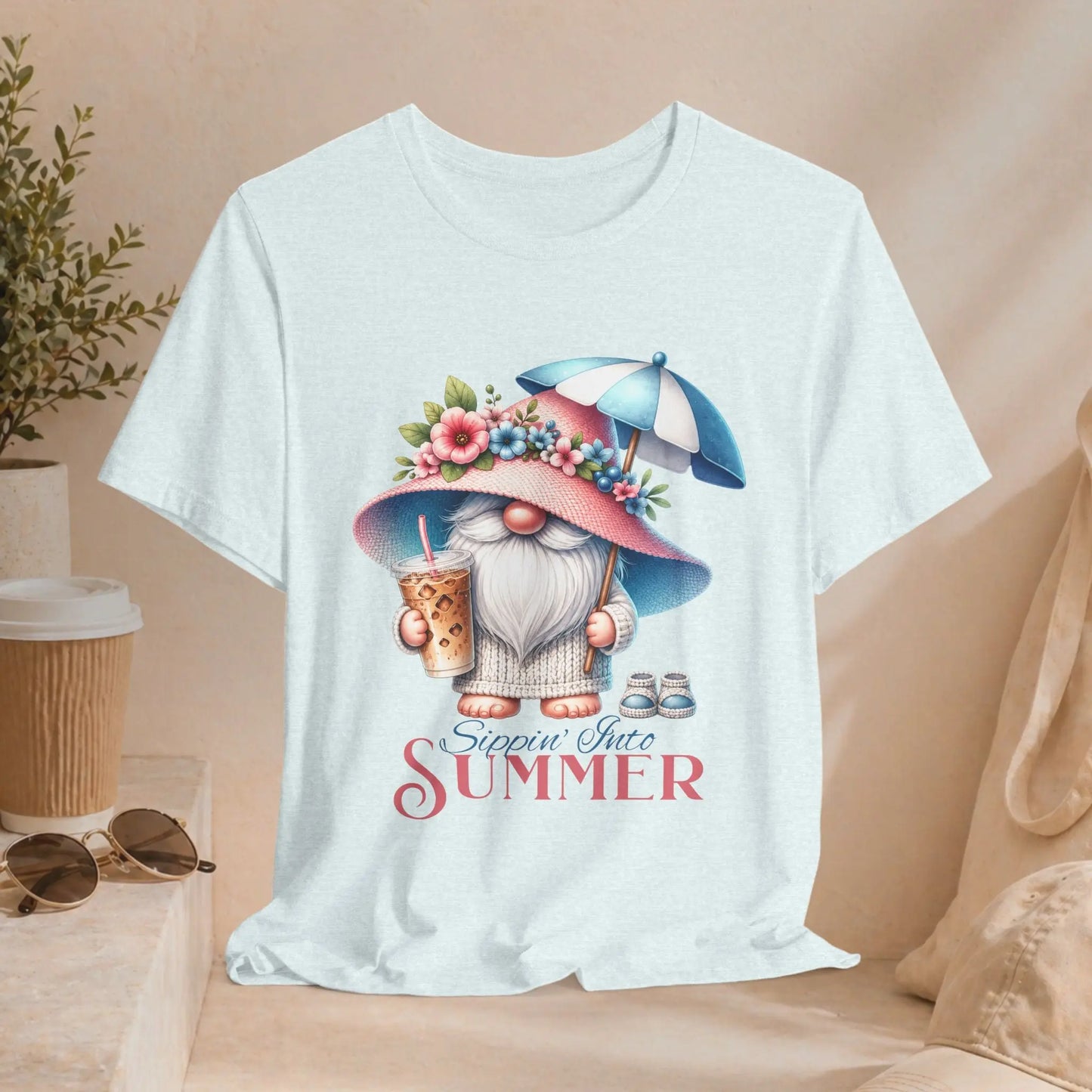 Sippin Into Summer Gnome T-Shirt Printify