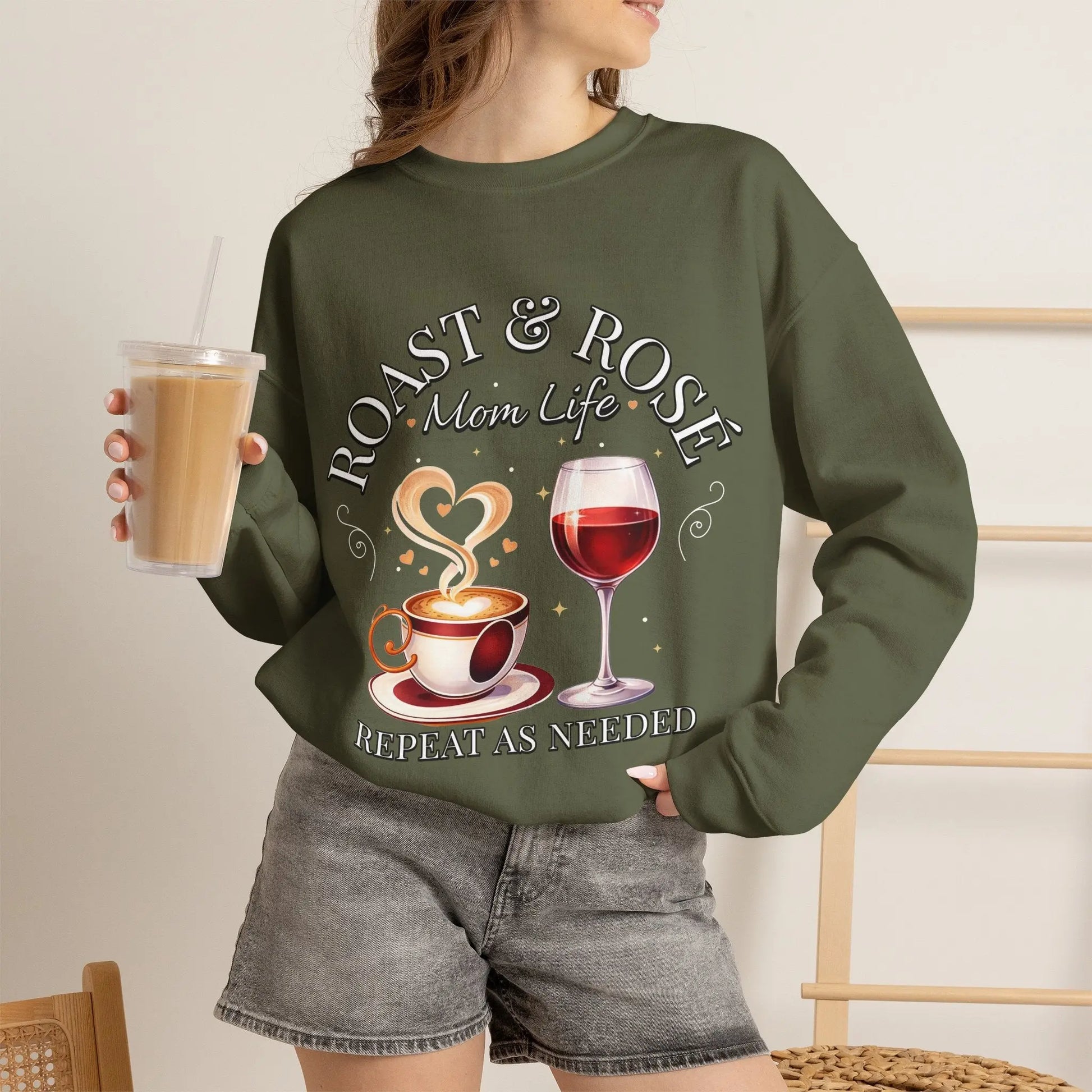 Coffee Wine Mom Life Sweatshirt Printify