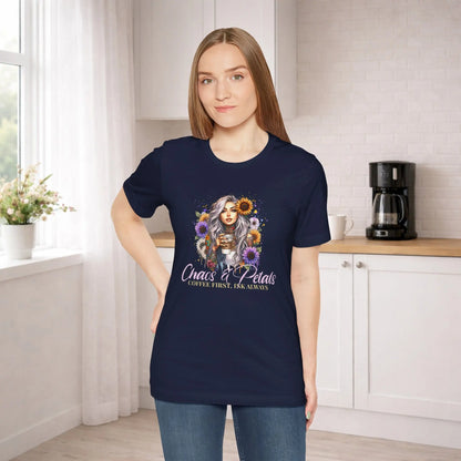Chaos & Petals Coffee T-Shirt Printify