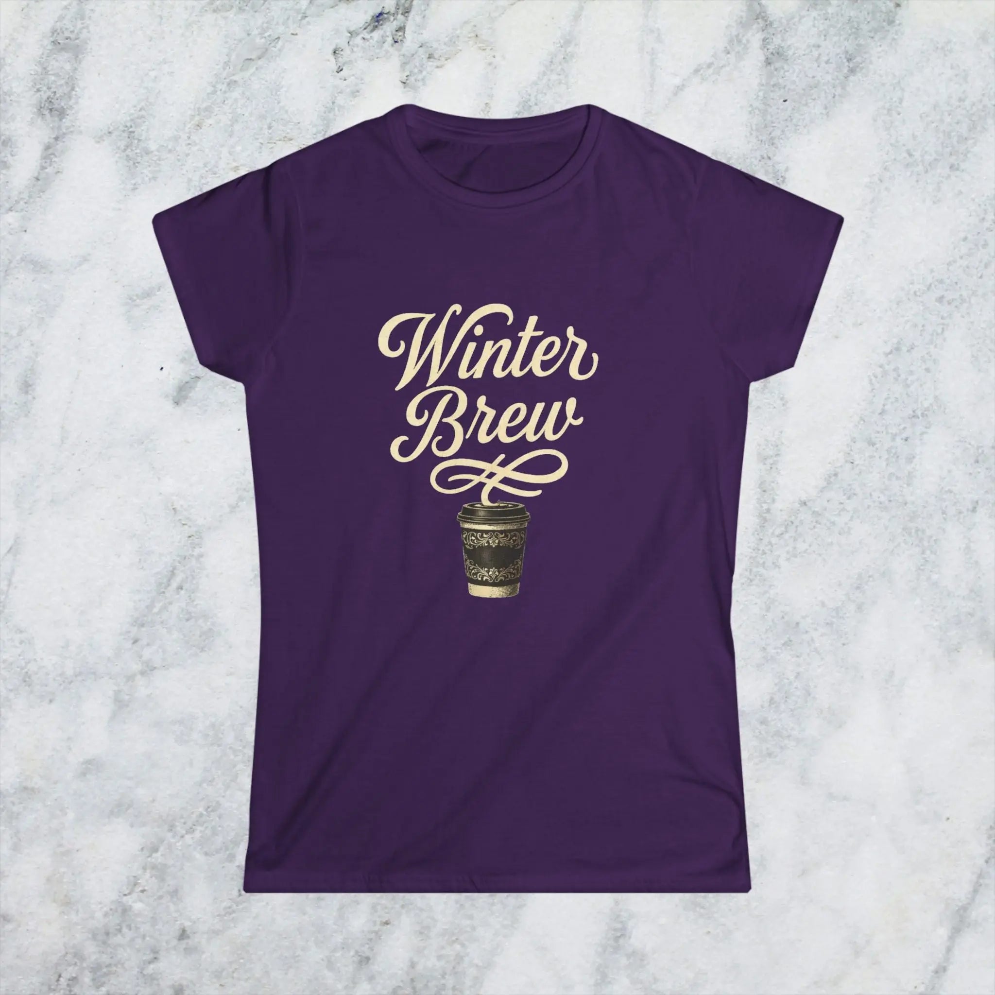 Winter Brew Tee — Women’s Coffee Shirt with Vintage Holiday Coffee Cup - Boldly Bitter Company