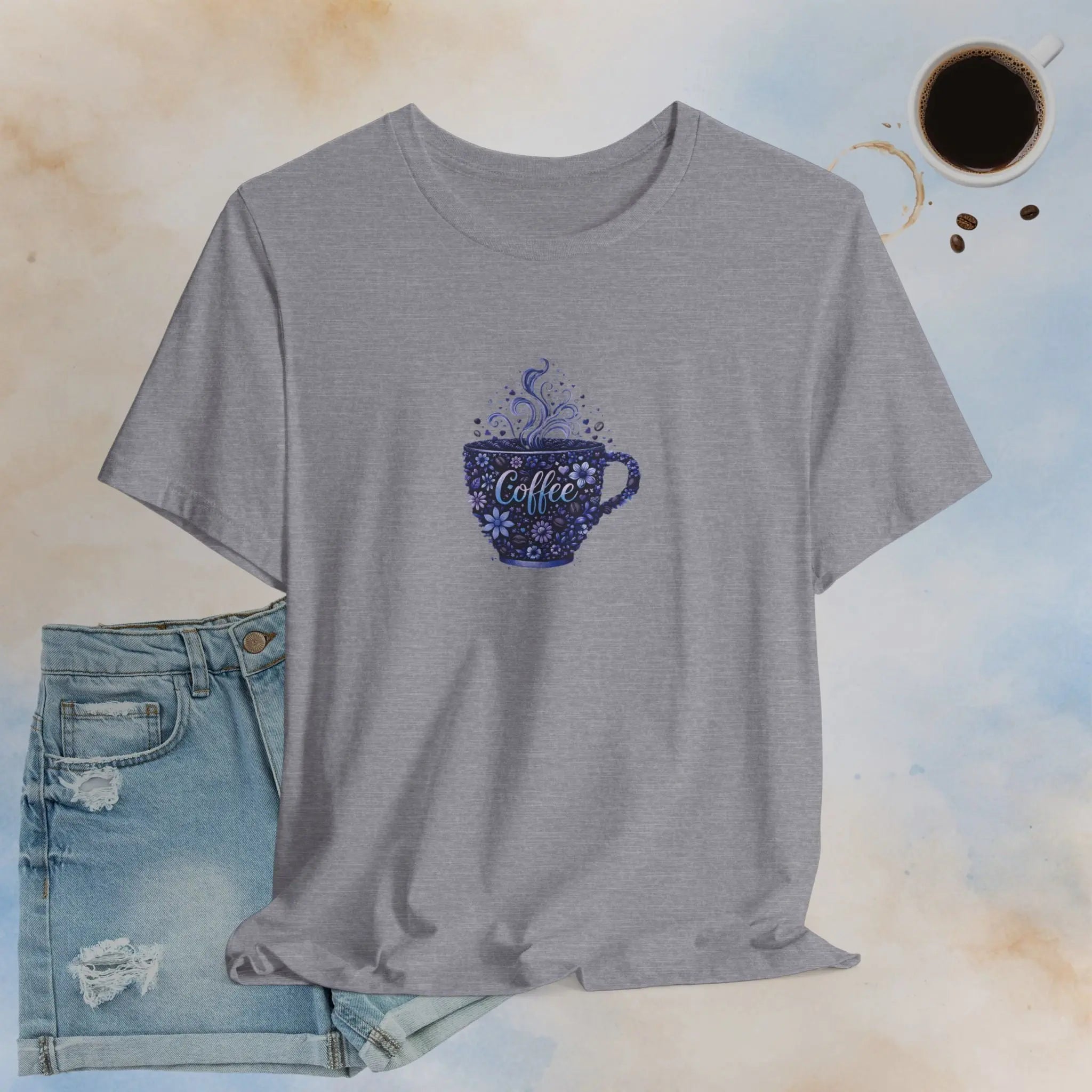 Coffee Cup Floral Tee — Cozy Café Graphic T-Shirt Printify