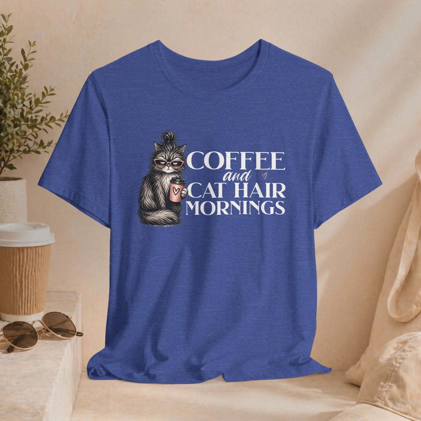 Coffee & Cat Hair Mornings T-Shirt Printify