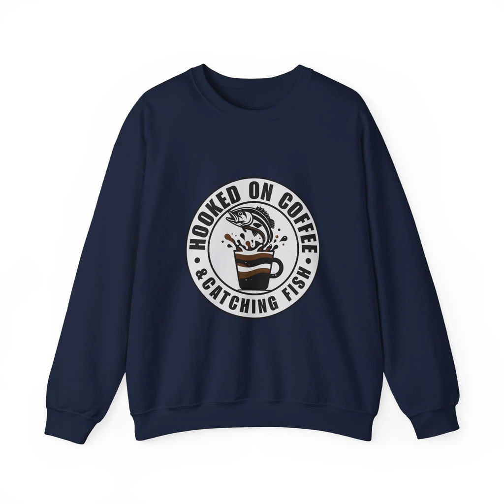 Hooked on Coffee and Catching Fish Sweatshirt Printify