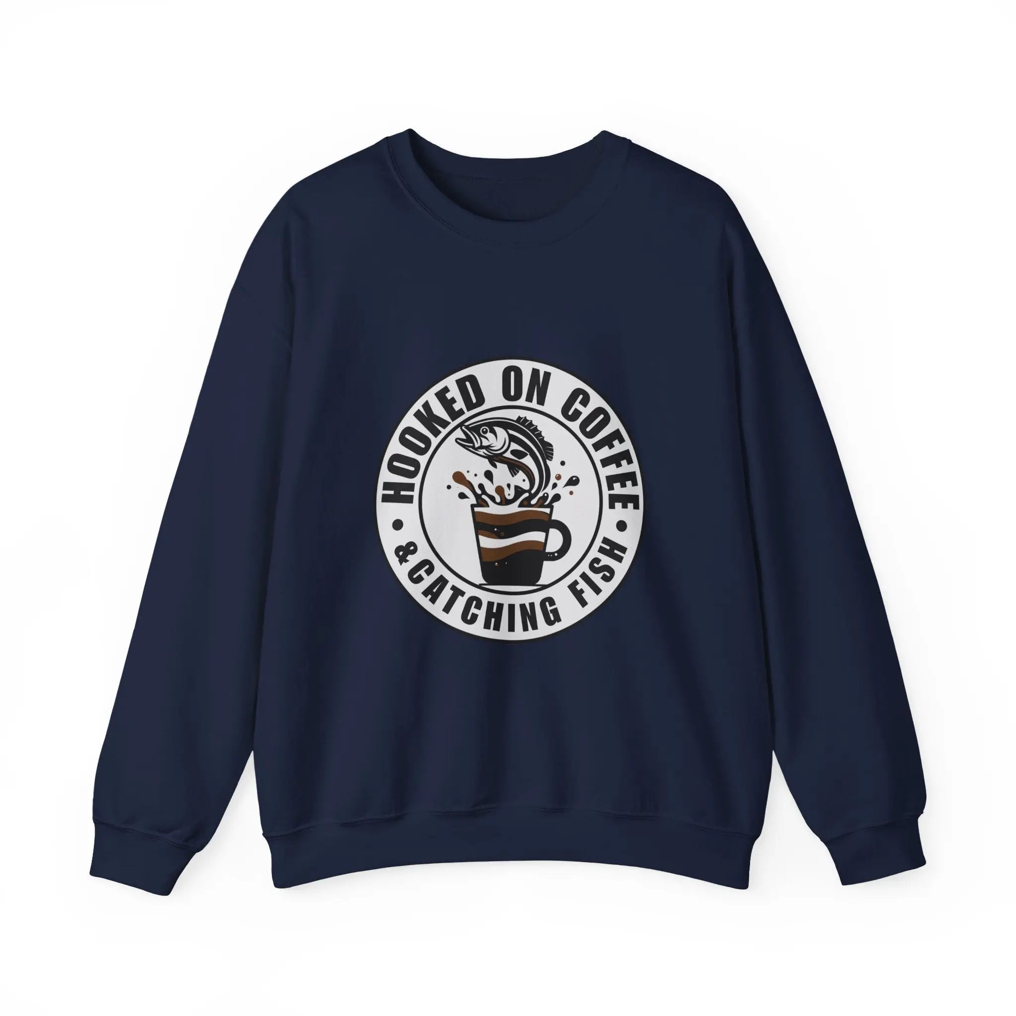 Hooked on Coffee and Catching Fish Sweatshirt Printify