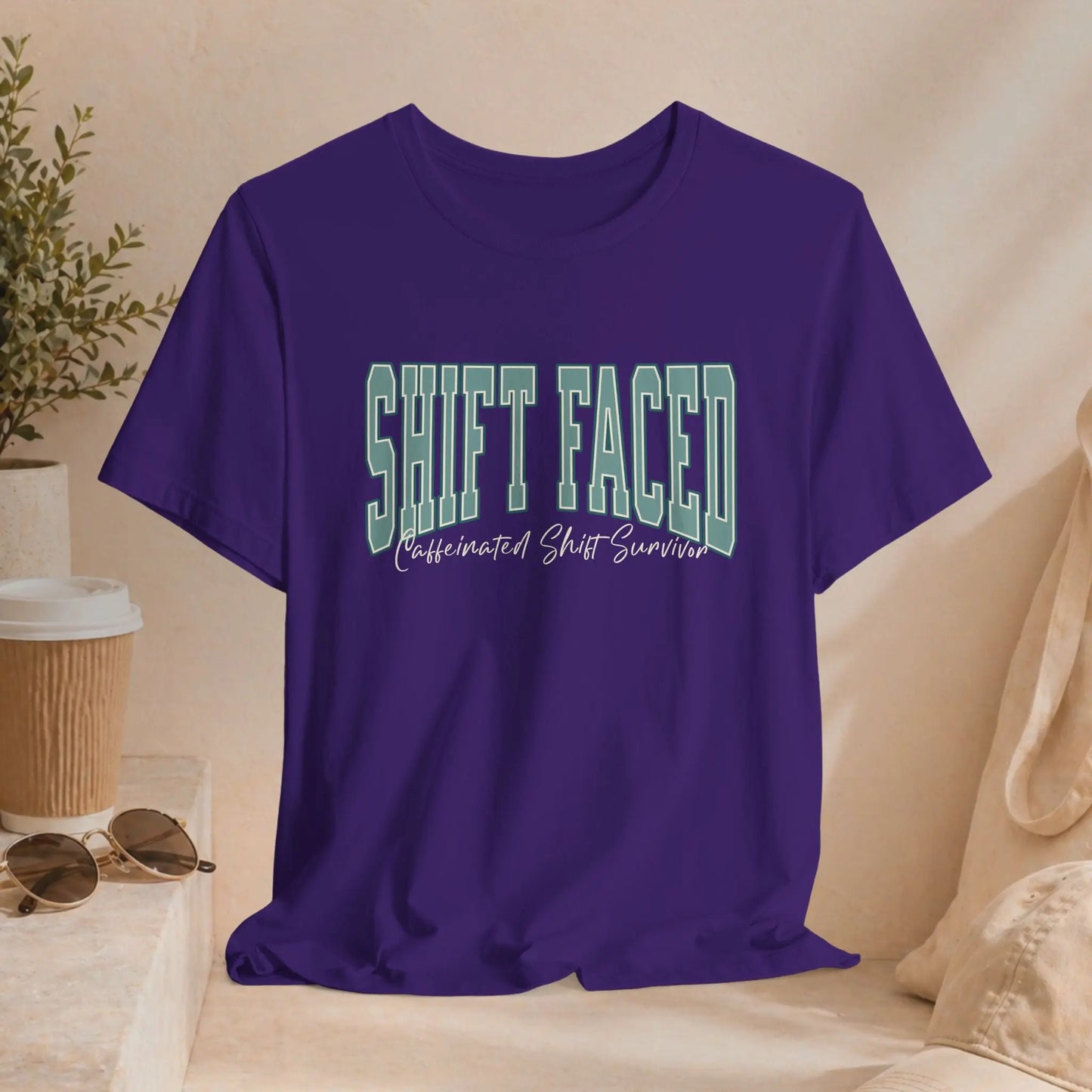 Shift Faced Tee — Vintage Caffeinated Shift Survivor T-Shirt Printify