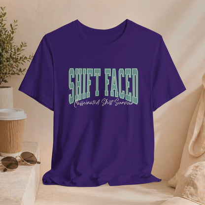Shift Faced Tee — Vintage Caffeinated Shift Survivor T-Shirt Printify