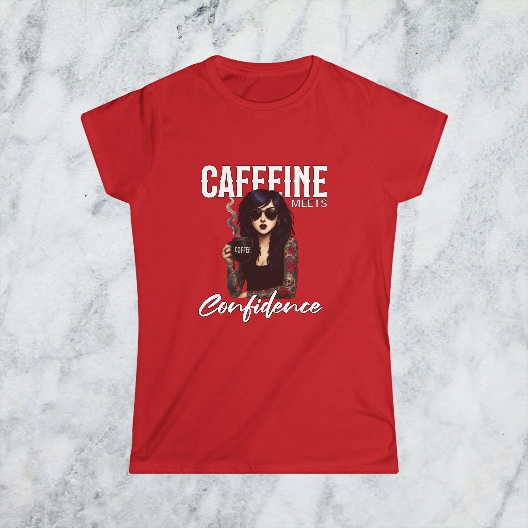 Caffeine Meets Confidence T-Shirt Tattoo Woman Caffeine Confidence Design - Boldly Bitter Company