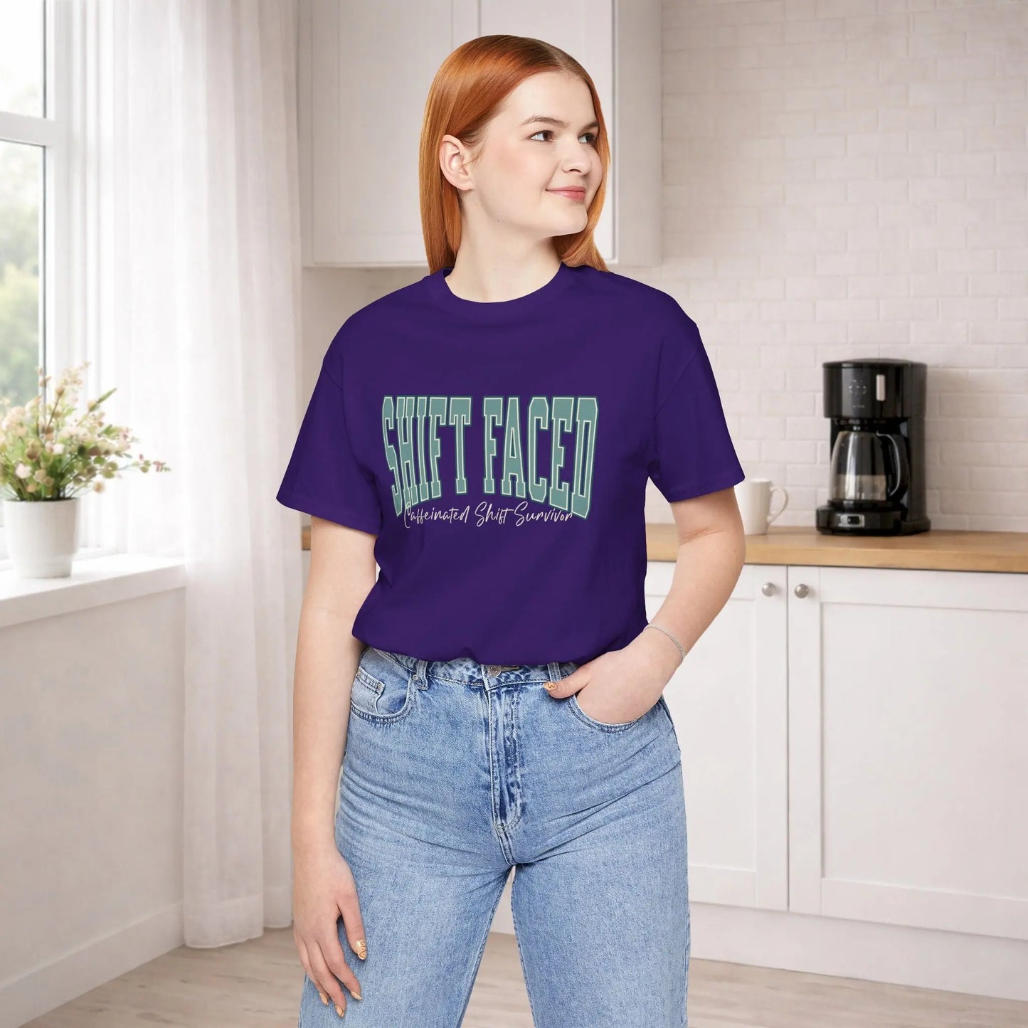 Shift Faced Tee — Vintage Caffeinated Shift Survivor T-Shirt Printify
