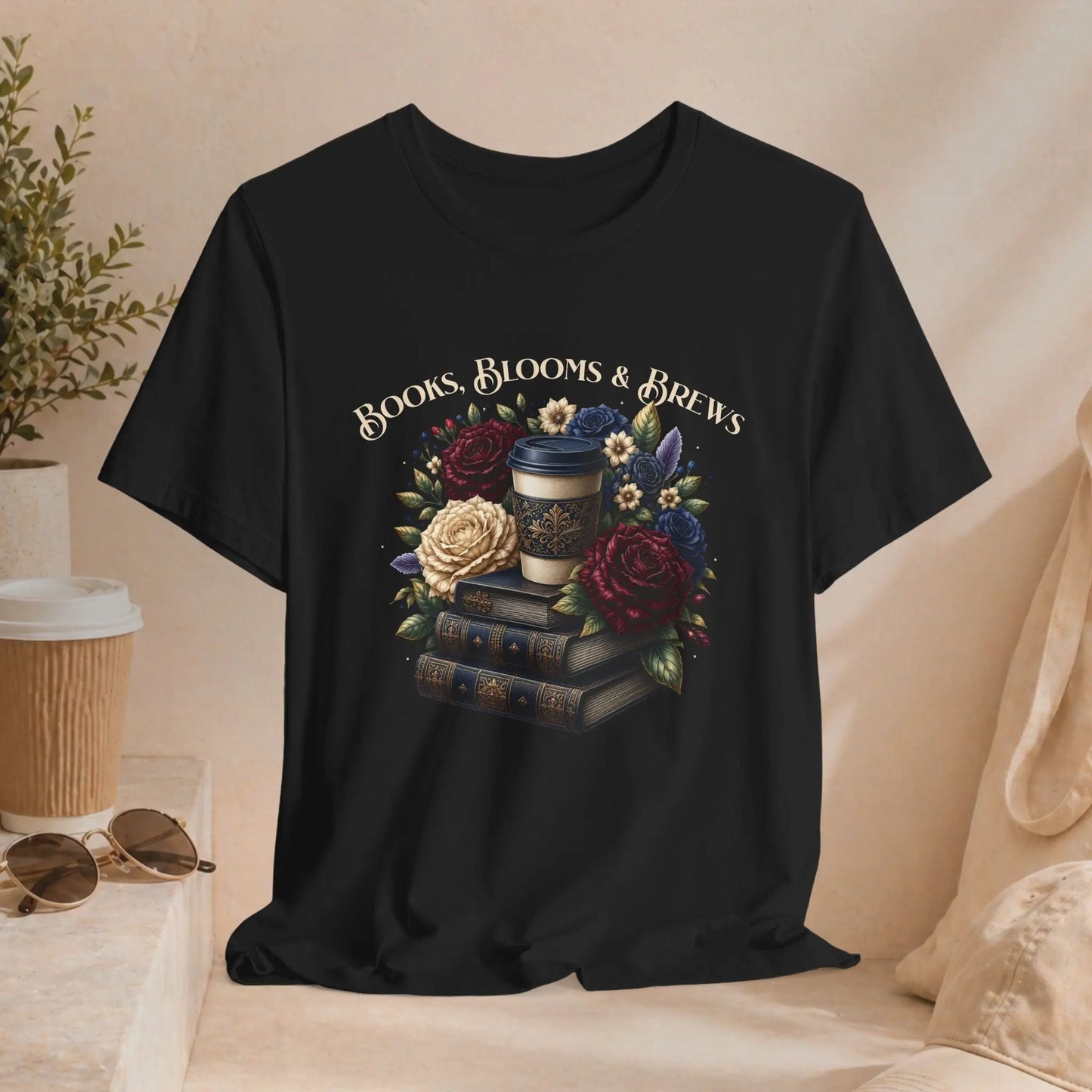 Books, Blooms & Brews Tee Printify