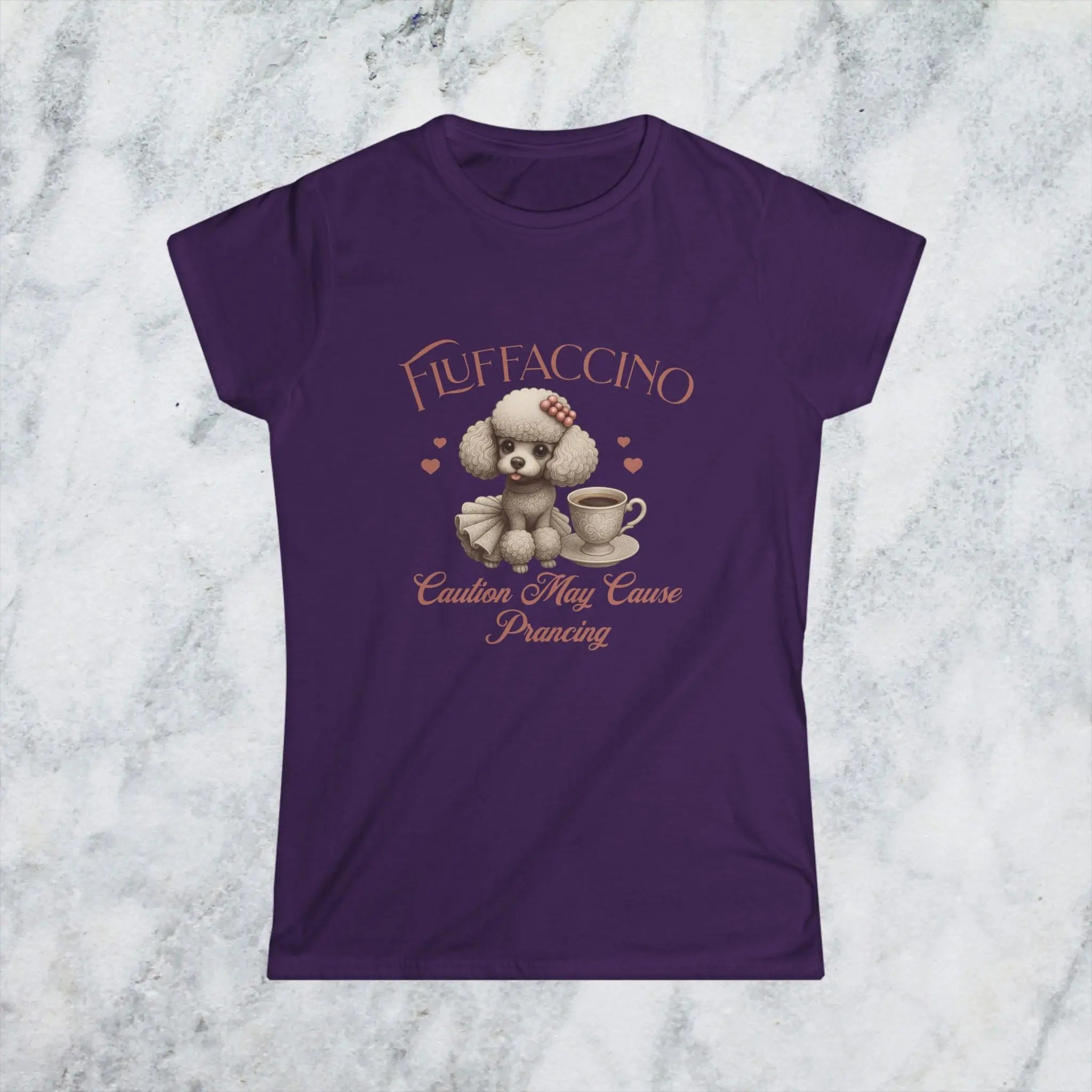 Fluffaccino T-Shirt – Caution May Cause Prancing - Cute Poodle Coffee Lover Tee for Women, Funny Dog Caffeine Shirt, Gift for Pet Moms Printify