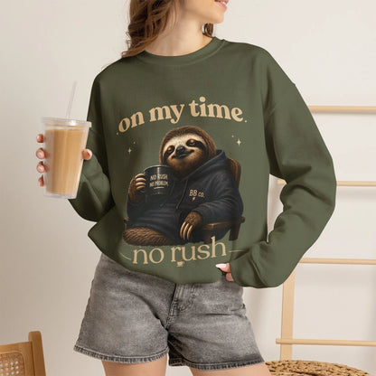 On My Time Sloth Sweatshirt Printify