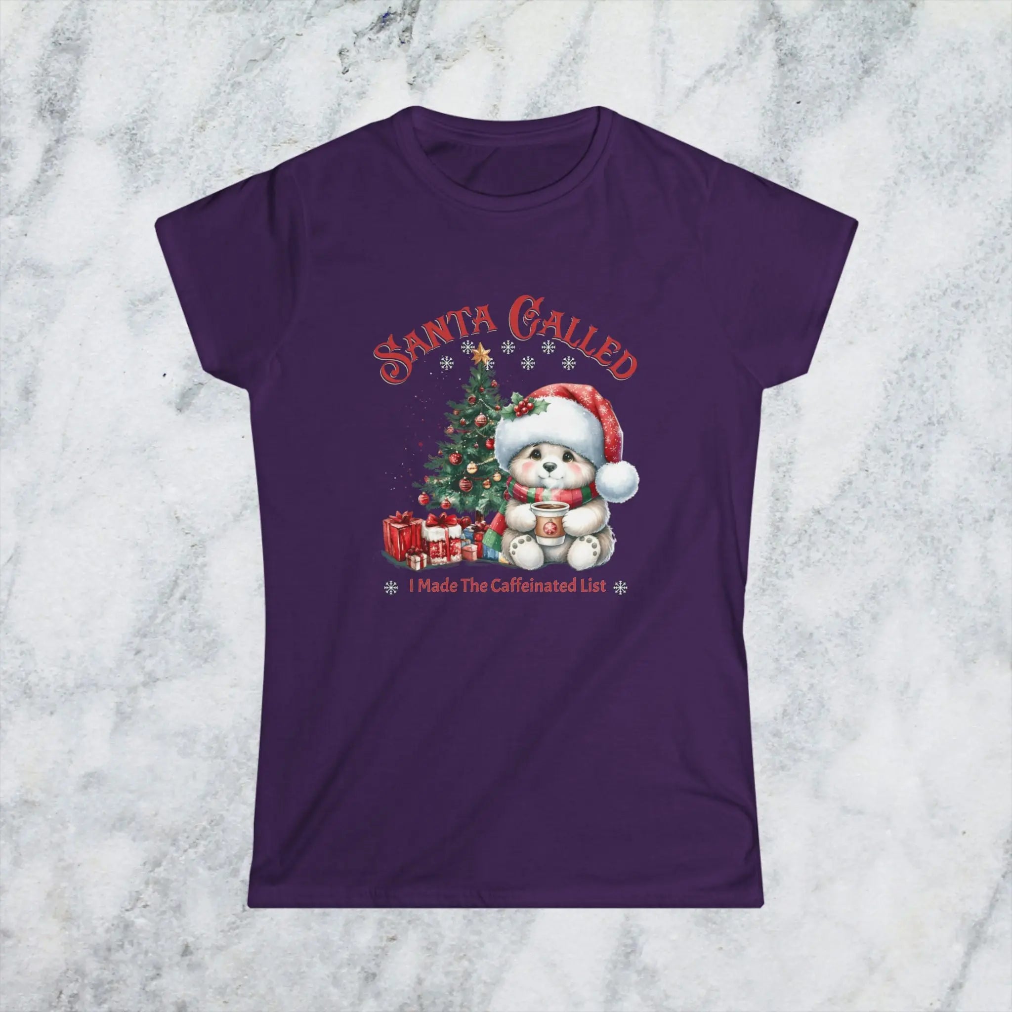 Santa Called Christmas Tee — 'I Made The Caffeinated List' Cute Bear Shirt Printify