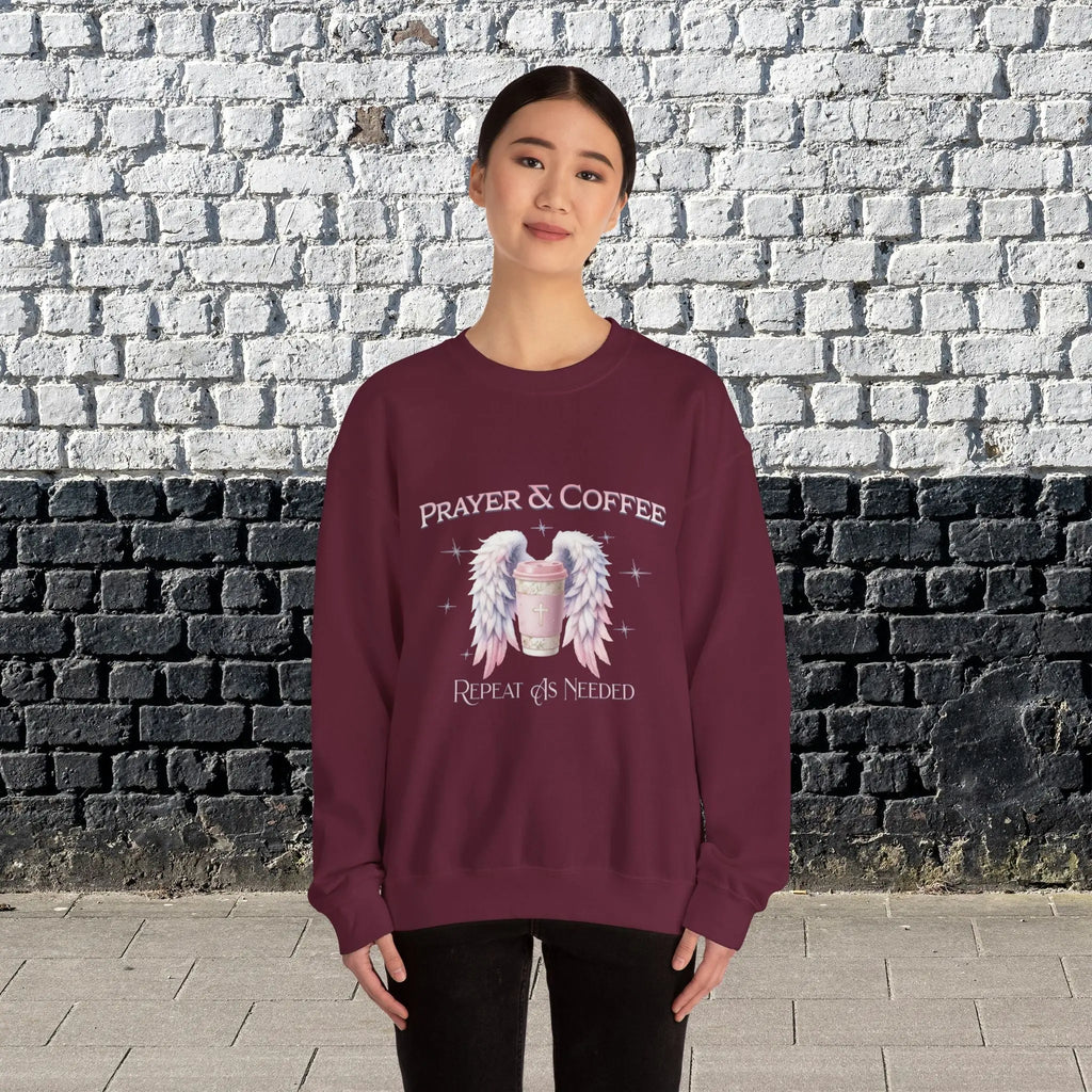 Prayer & Coffee Sweatshirt | Unisex Crewneck | Cozy Gift for Coffee Lovers | Relaxed Fit for Chill Days | Perfect for Holidays & Gatherings - Boldly Bitter Company