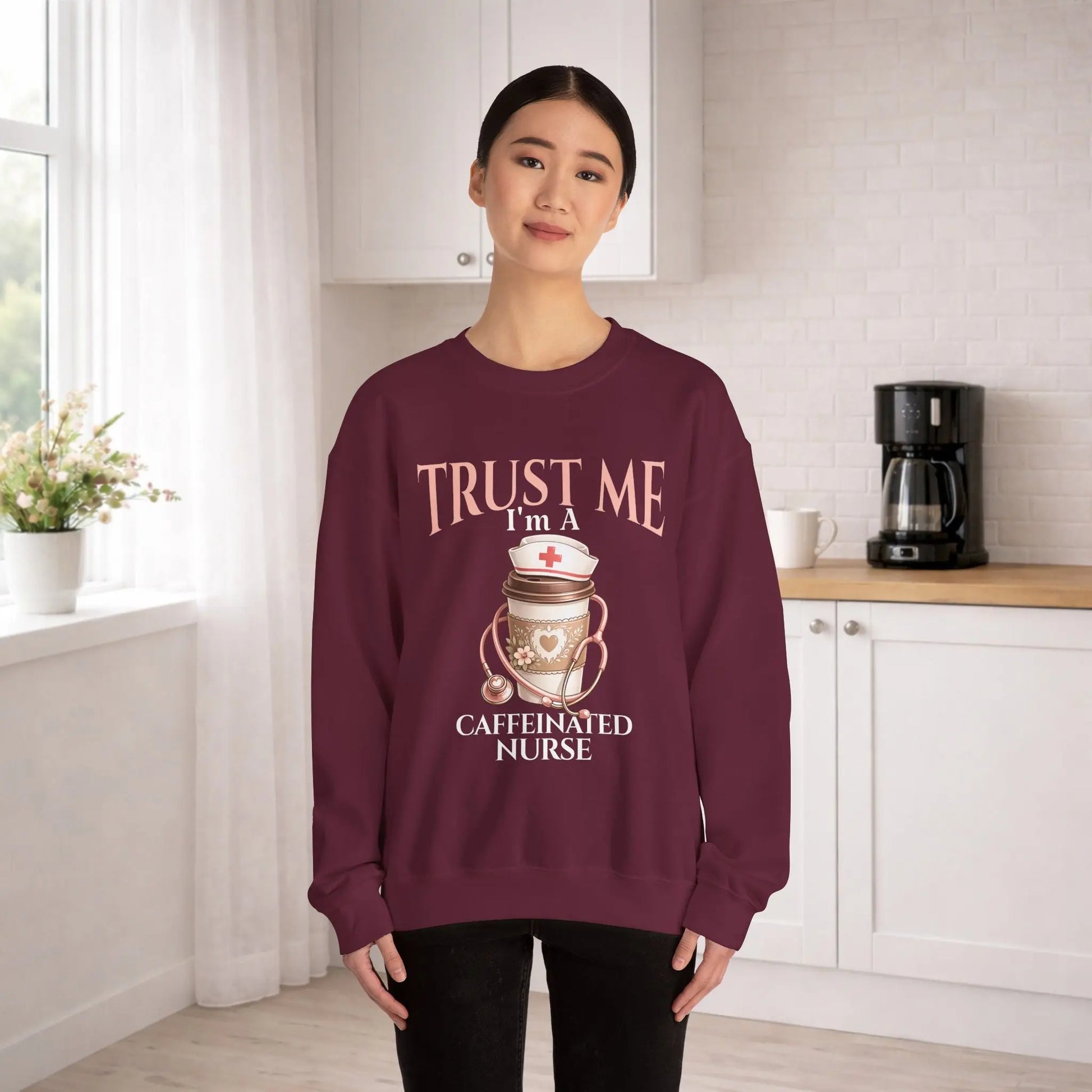 Caffeinated Nurse Sweatshirt Printify