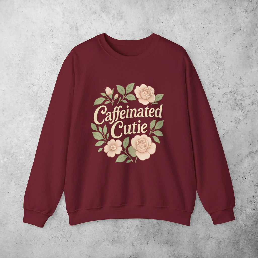 Caffeinated Cutie Sweatshirt — Floral Coffee Lover Crewneck - Boldly Bitter Company