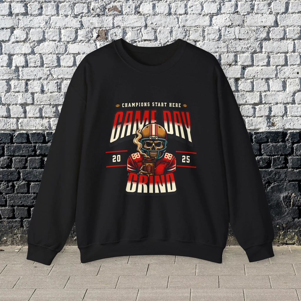 Game Day Grind Sweatshirt - Coffee Football Warm Cozy Sweatshirt Printify